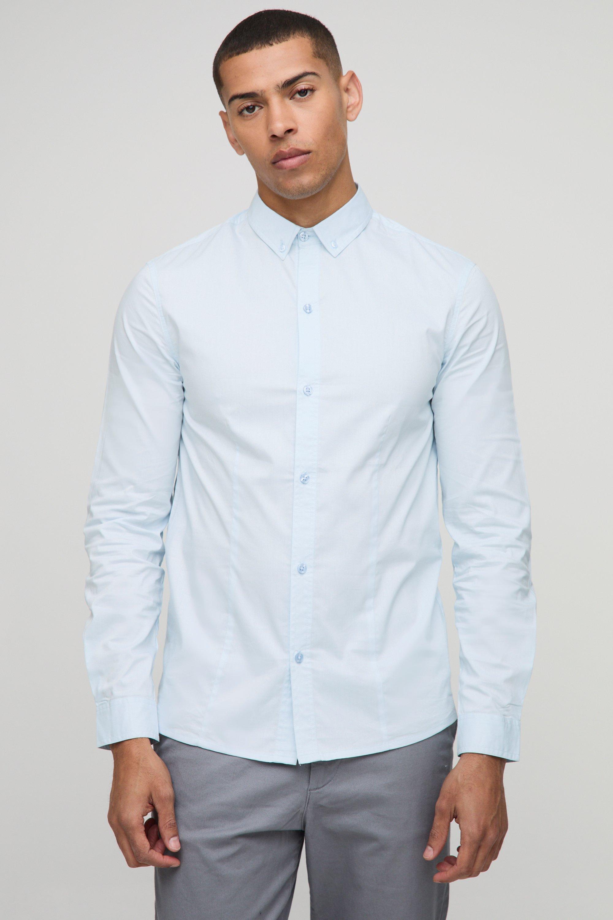Slim Fit Basic Long Sleeve Collared Shirt